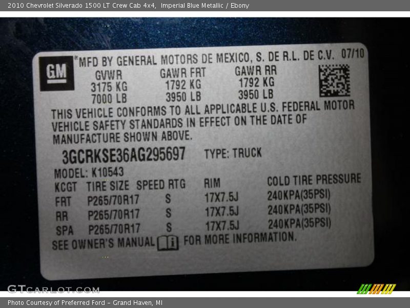 Imperial Blue Metallic / Ebony 2010 Chevrolet Silverado 1500 LT Crew Cab 4x4