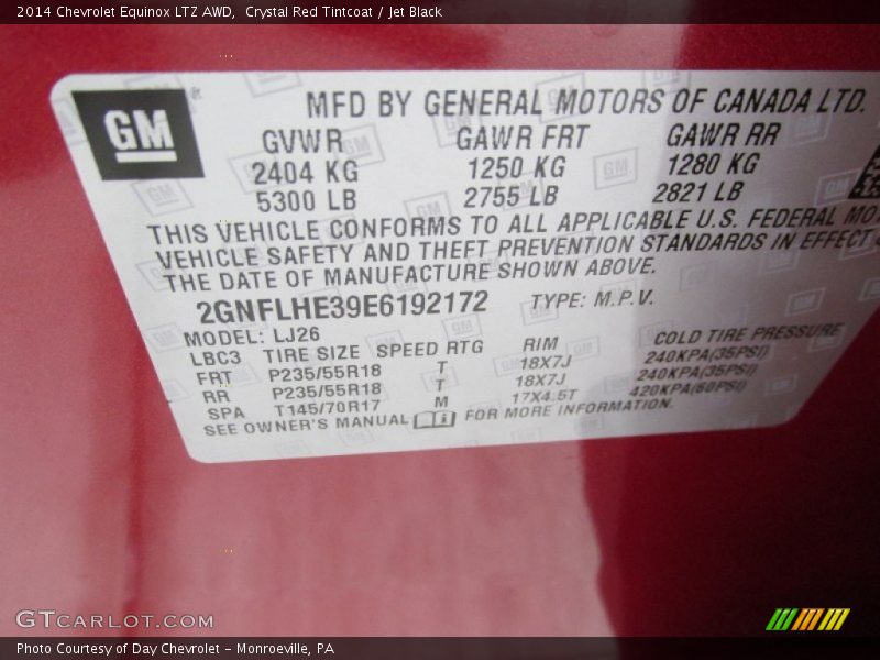 Crystal Red Tintcoat / Jet Black 2014 Chevrolet Equinox LTZ AWD