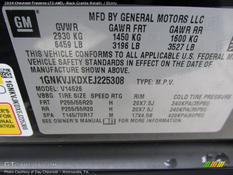 Black Granite Metallic / Ebony 2014 Chevrolet Traverse LTZ AWD