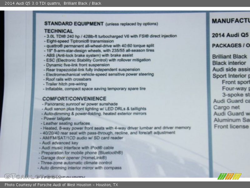 Brilliant Black / Black 2014 Audi Q5 3.0 TDI quattro
