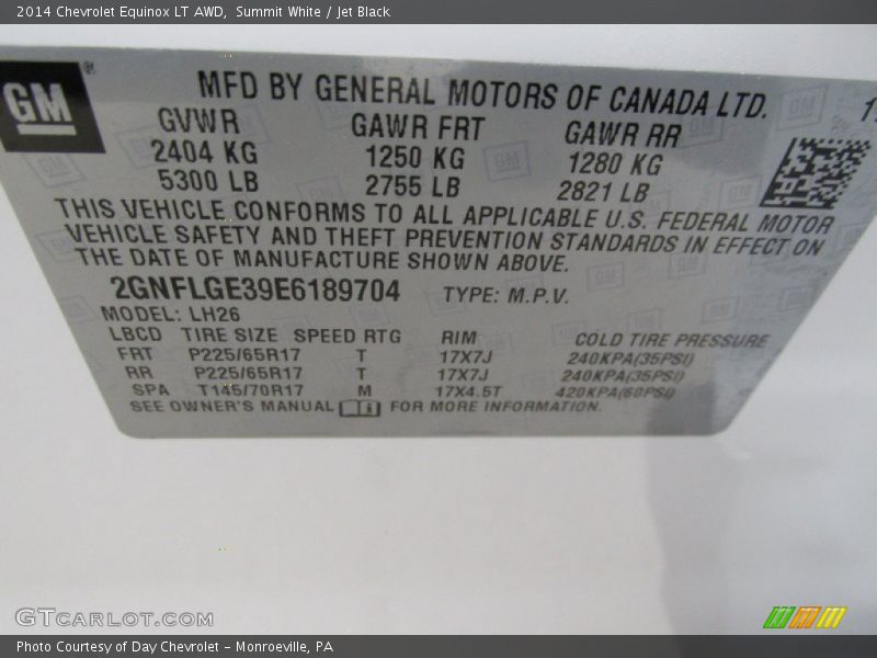 Summit White / Jet Black 2014 Chevrolet Equinox LT AWD