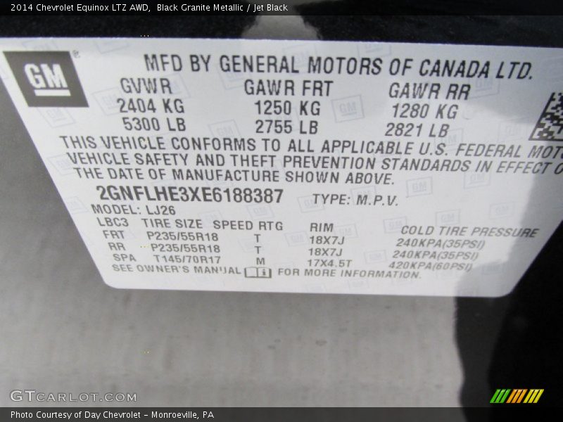 Black Granite Metallic / Jet Black 2014 Chevrolet Equinox LTZ AWD