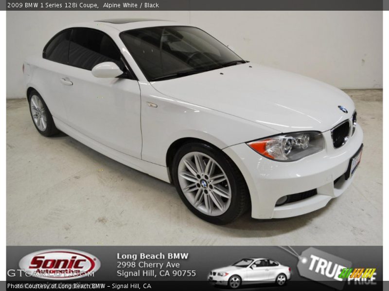 Alpine White / Black 2009 BMW 1 Series 128i Coupe