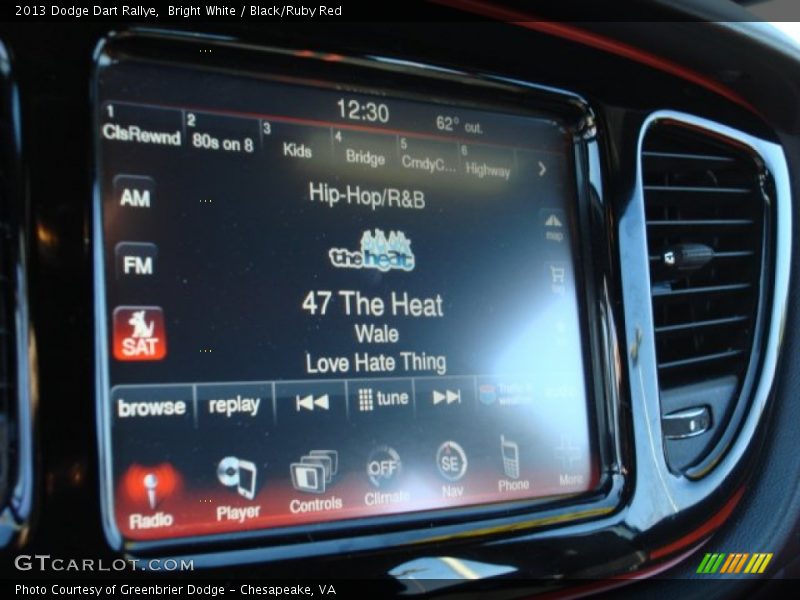 Bright White / Black/Ruby Red 2013 Dodge Dart Rallye