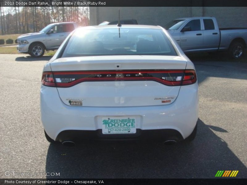 Bright White / Black/Ruby Red 2013 Dodge Dart Rallye