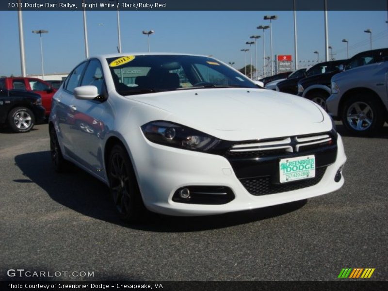 Bright White / Black/Ruby Red 2013 Dodge Dart Rallye