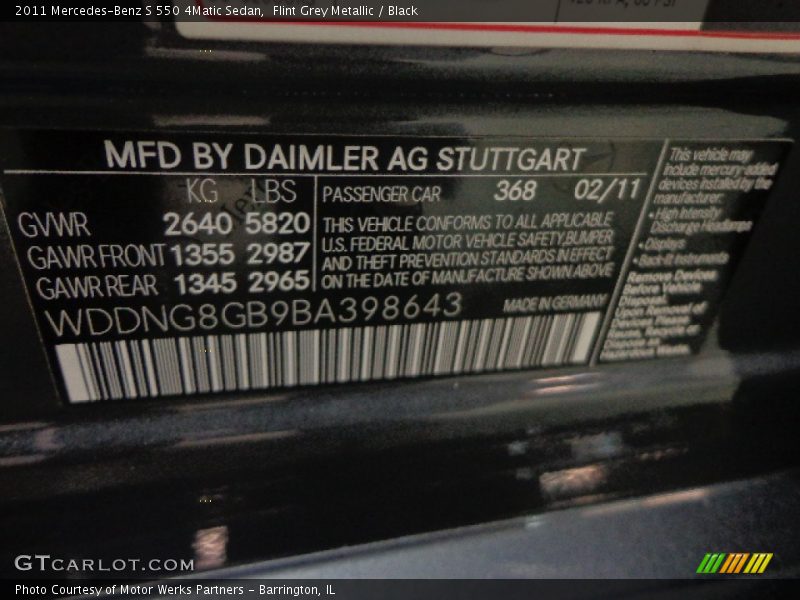 Flint Grey Metallic / Black 2011 Mercedes-Benz S 550 4Matic Sedan