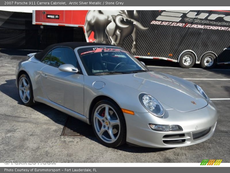 Arctic Silver Metallic / Stone Grey 2007 Porsche 911 Carrera Cabriolet