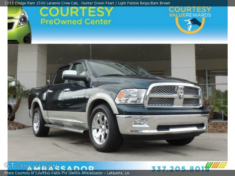 Hunter Green Pearl / Light Pebble Beige/Bark Brown 2011 Dodge Ram 1500 Laramie Crew Cab