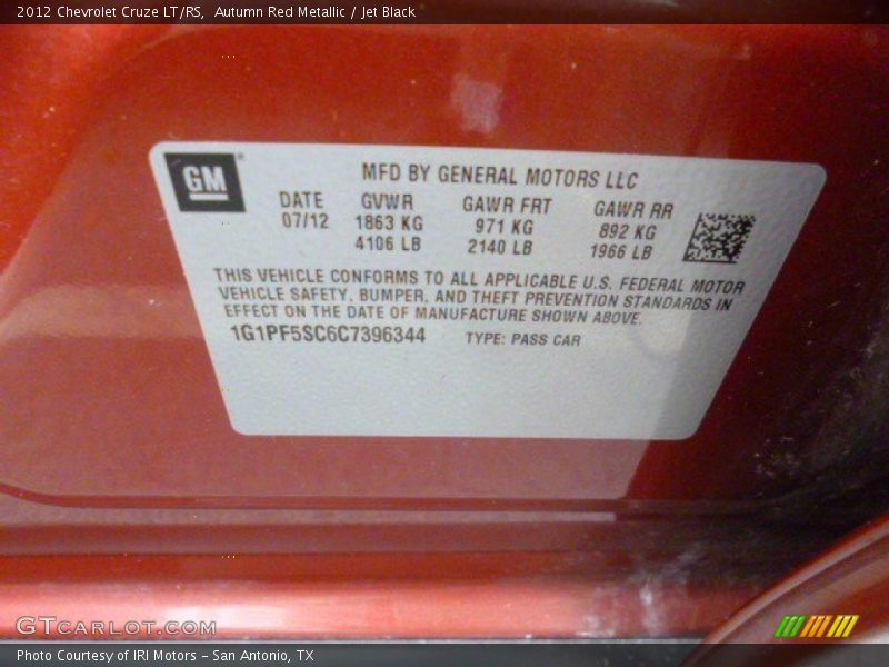 Autumn Red Metallic / Jet Black 2012 Chevrolet Cruze LT/RS