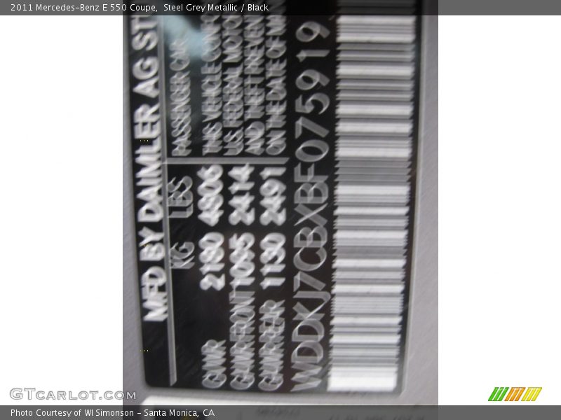 Steel Grey Metallic / Black 2011 Mercedes-Benz E 550 Coupe