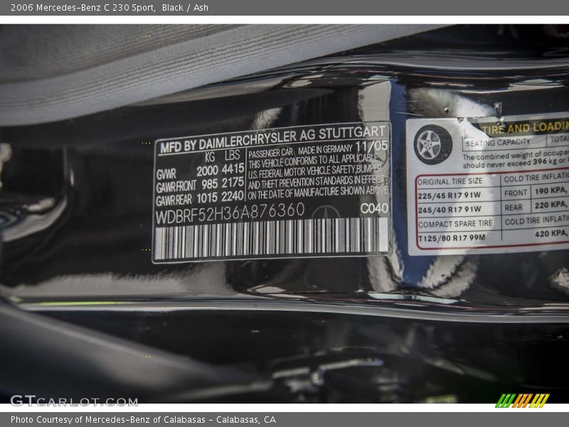 Black / Ash 2006 Mercedes-Benz C 230 Sport