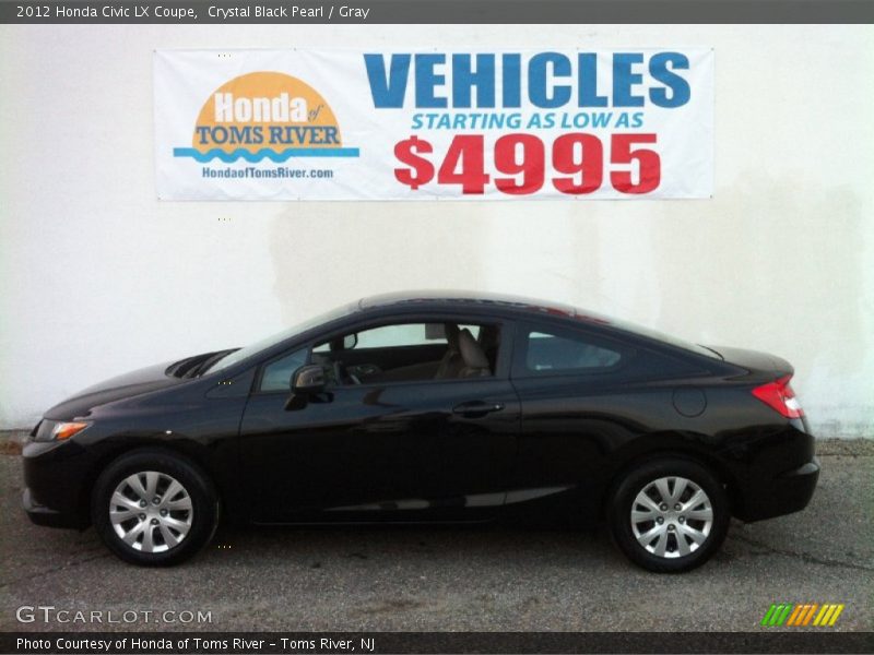 Crystal Black Pearl / Gray 2012 Honda Civic LX Coupe