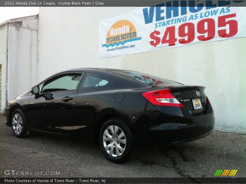 Crystal Black Pearl / Gray 2012 Honda Civic LX Coupe