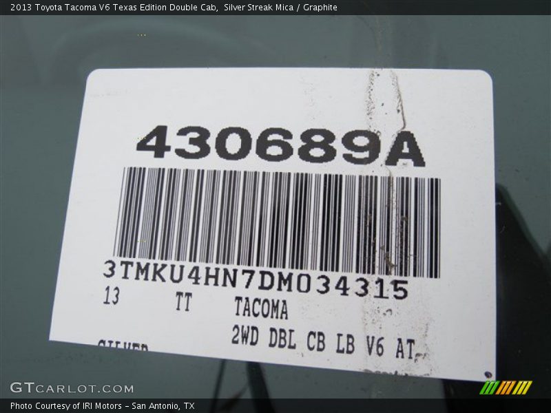Silver Streak Mica / Graphite 2013 Toyota Tacoma V6 Texas Edition Double Cab