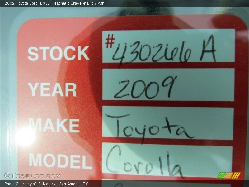 Magnetic Gray Metallic / Ash 2009 Toyota Corolla XLE