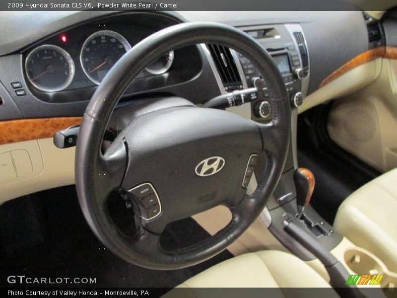 Powder White Pearl / Camel 2009 Hyundai Sonata GLS V6
