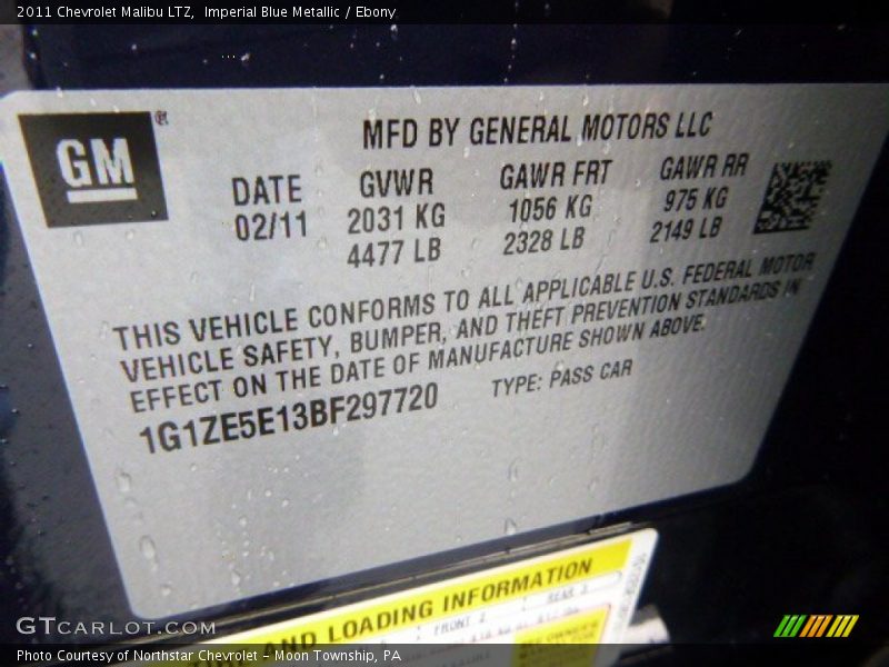 Imperial Blue Metallic / Ebony 2011 Chevrolet Malibu LTZ