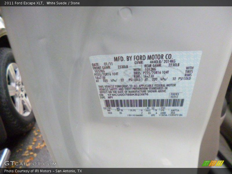 White Suede / Stone 2011 Ford Escape XLT