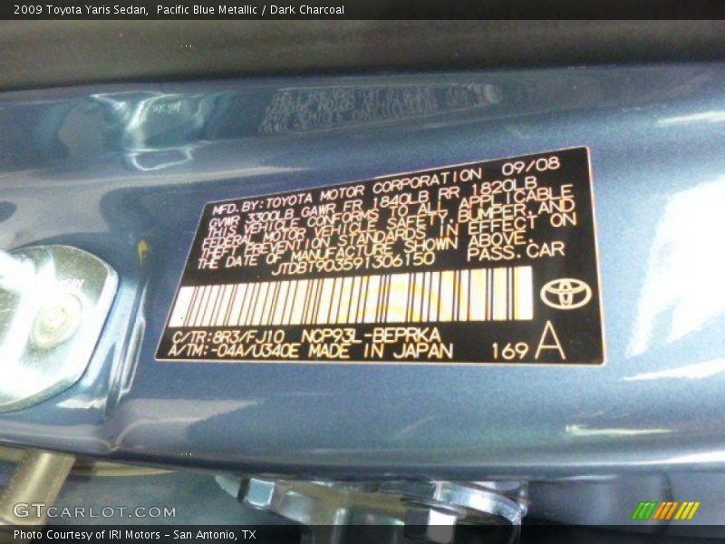 Pacific Blue Metallic / Dark Charcoal 2009 Toyota Yaris Sedan