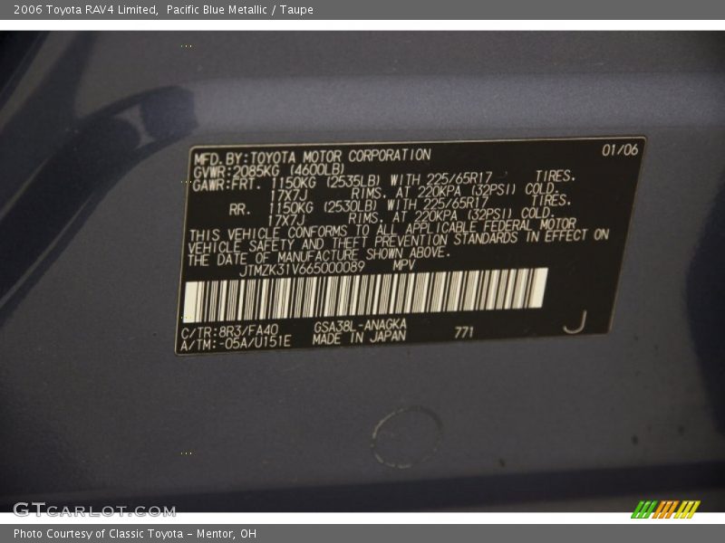 Pacific Blue Metallic / Taupe 2006 Toyota RAV4 Limited