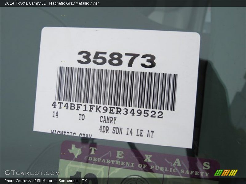 Magnetic Gray Metallic / Ash 2014 Toyota Camry LE