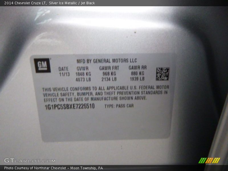 Silver Ice Metallic / Jet Black 2014 Chevrolet Cruze LT