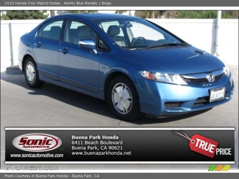 Atomic Blue Metallic / Beige 2010 Honda Civic Hybrid Sedan