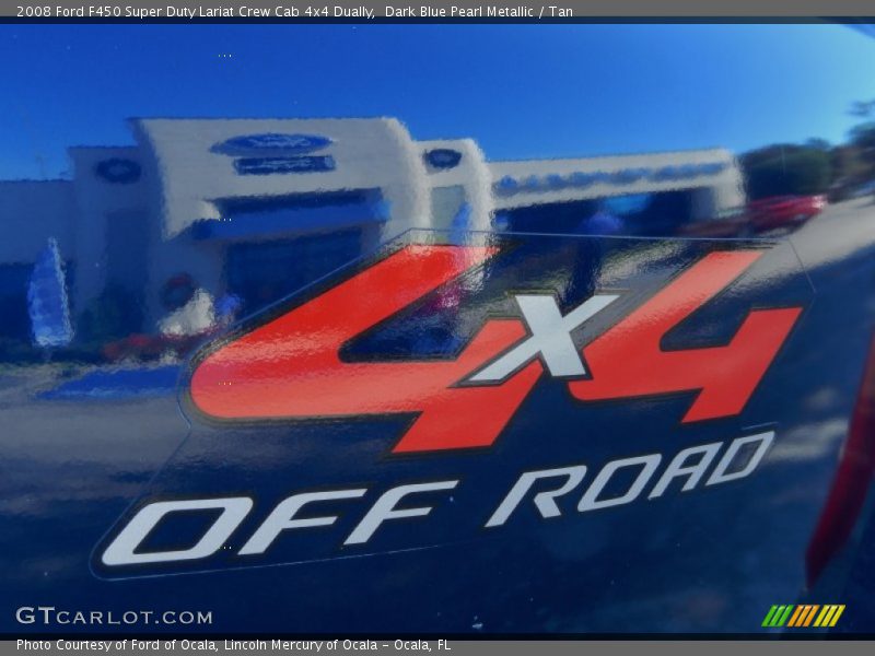 Dark Blue Pearl Metallic / Tan 2008 Ford F450 Super Duty Lariat Crew Cab 4x4 Dually