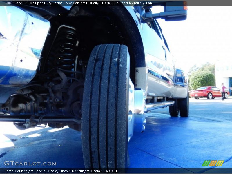 Dark Blue Pearl Metallic / Tan 2008 Ford F450 Super Duty Lariat Crew Cab 4x4 Dually