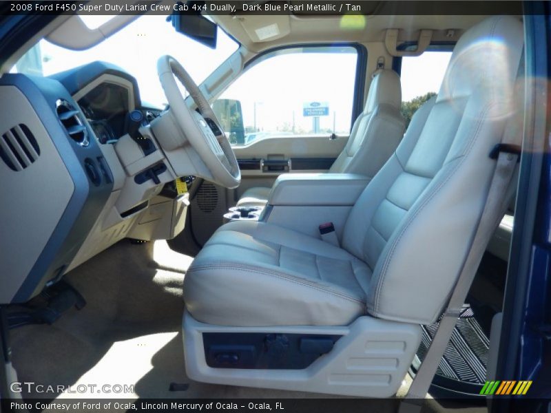 Dark Blue Pearl Metallic / Tan 2008 Ford F450 Super Duty Lariat Crew Cab 4x4 Dually