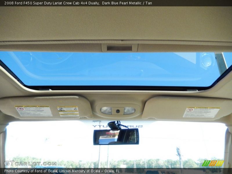 Dark Blue Pearl Metallic / Tan 2008 Ford F450 Super Duty Lariat Crew Cab 4x4 Dually
