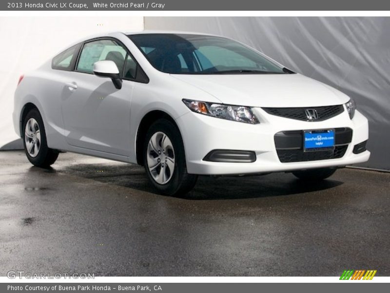 White Orchid Pearl / Gray 2013 Honda Civic LX Coupe
