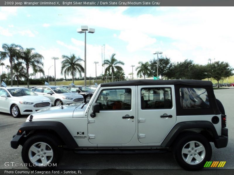 Bright Silver Metallic / Dark Slate Gray/Medium Slate Gray 2009 Jeep Wrangler Unlimited X