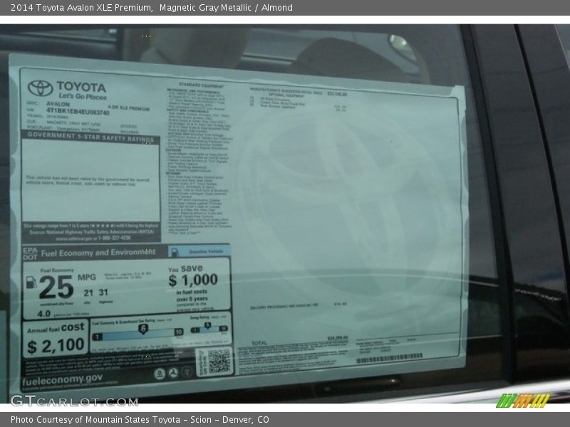 Magnetic Gray Metallic / Almond 2014 Toyota Avalon XLE Premium