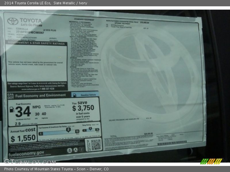 Slate Metallic / Ivory 2014 Toyota Corolla LE Eco