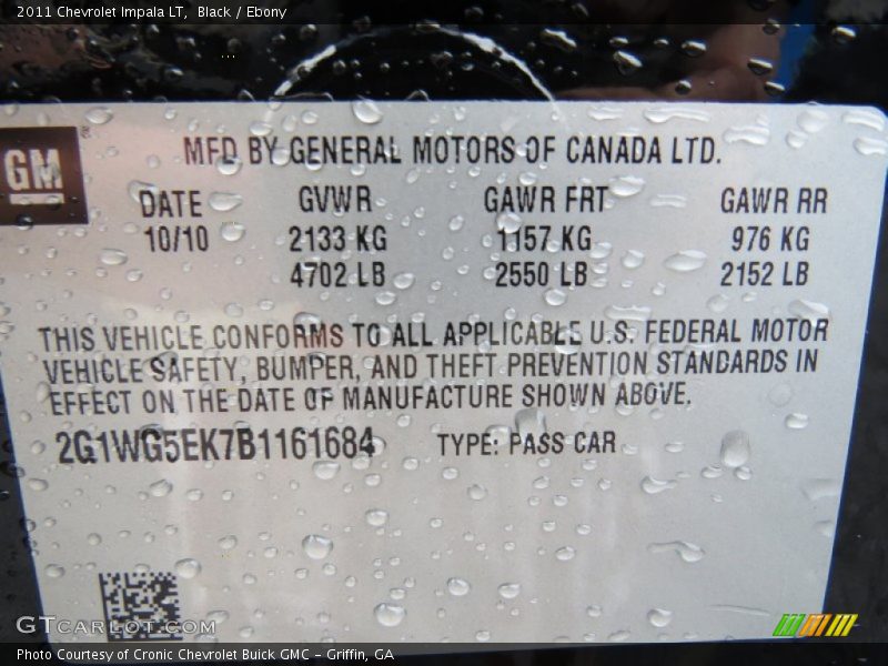 Black / Ebony 2011 Chevrolet Impala LT