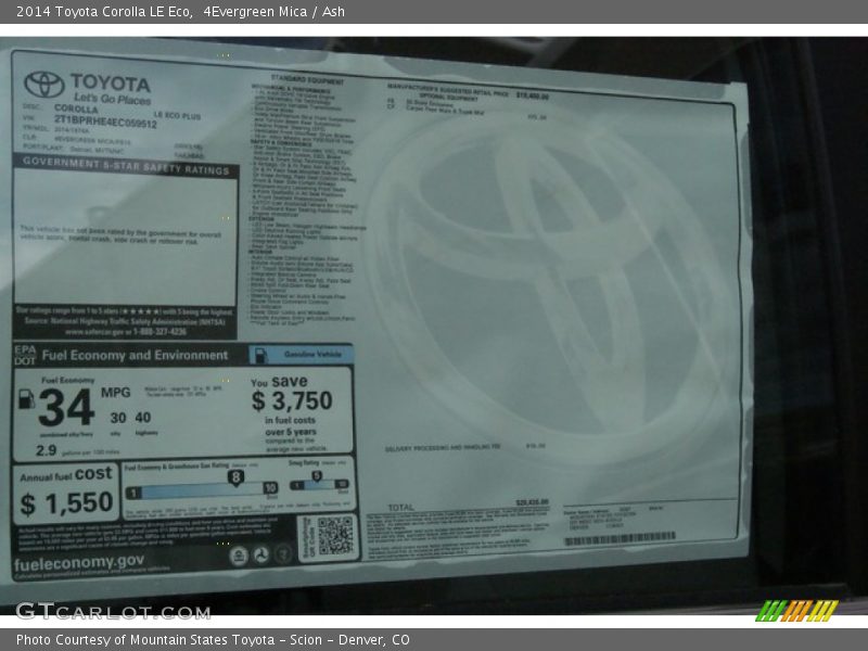 4Evergreen Mica / Ash 2014 Toyota Corolla LE Eco