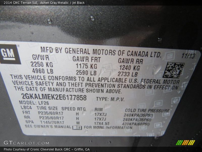 Ashen Gray Metallic / Jet Black 2014 GMC Terrain SLE