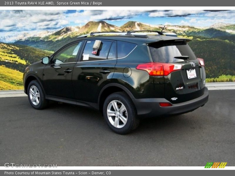 Spruce Green Mica / Beige 2013 Toyota RAV4 XLE AWD