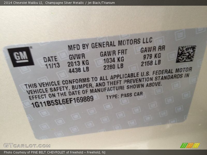 Champagne Silver Metallic / Jet Black/Titanium 2014 Chevrolet Malibu LS