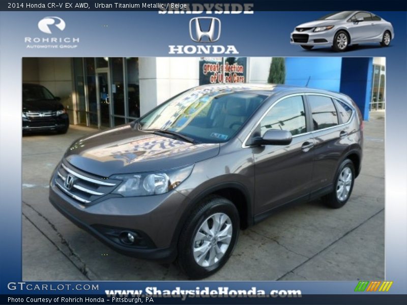 Urban Titanium Metallic / Beige 2014 Honda CR-V EX AWD