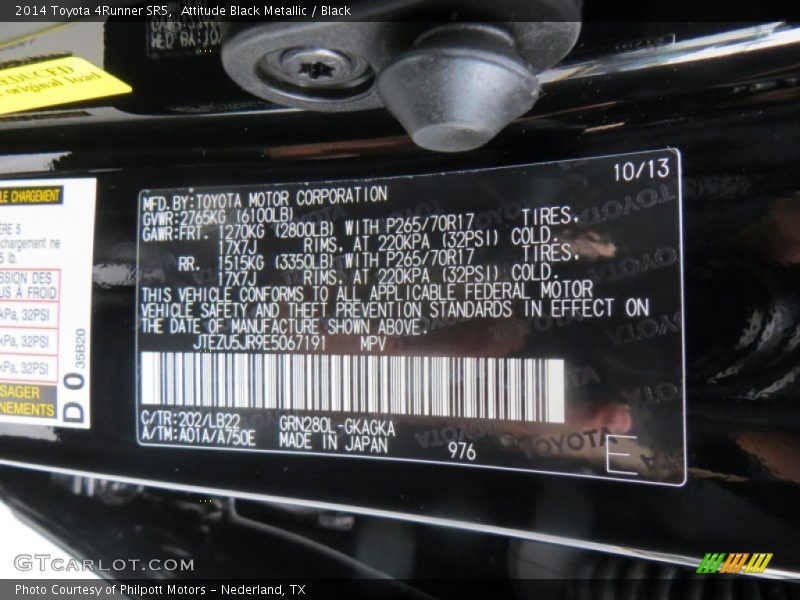Attitude Black Metallic / Black 2014 Toyota 4Runner SR5