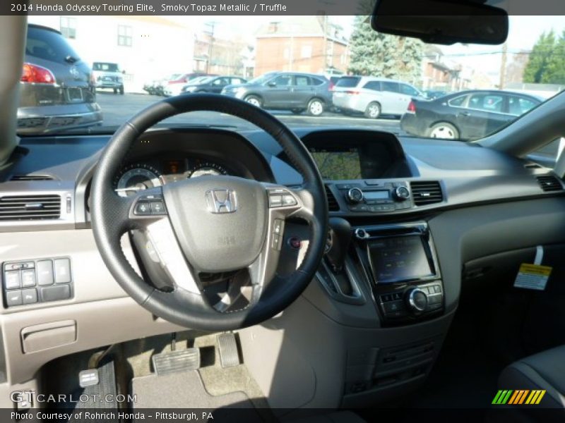 Smoky Topaz Metallic / Truffle 2014 Honda Odyssey Touring Elite