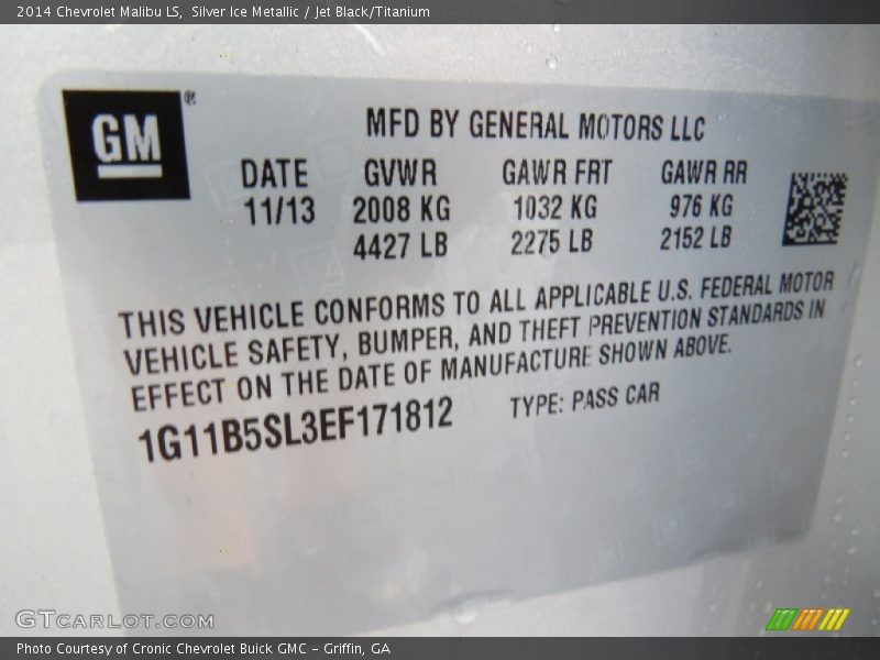 Silver Ice Metallic / Jet Black/Titanium 2014 Chevrolet Malibu LS