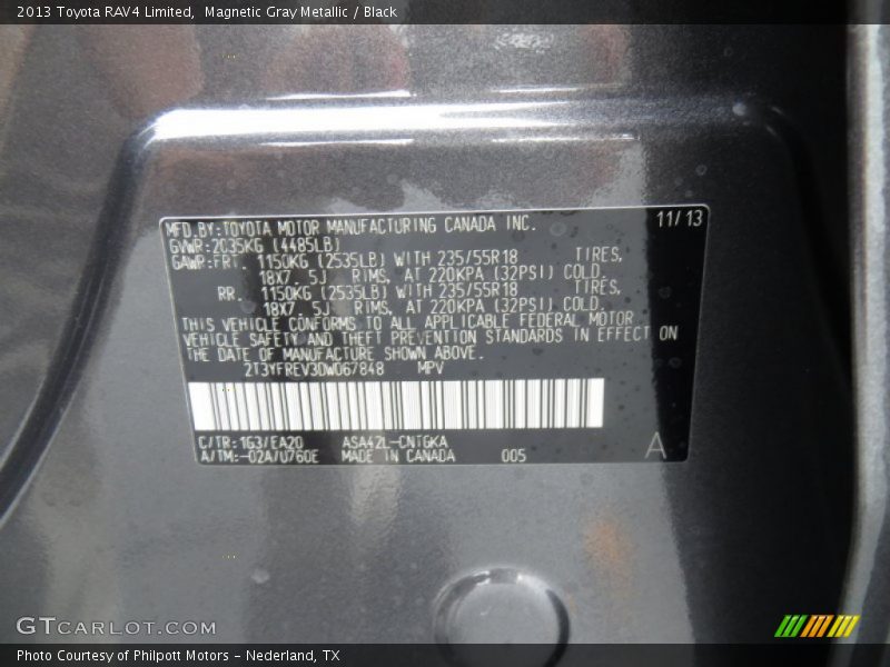 Magnetic Gray Metallic / Black 2013 Toyota RAV4 Limited