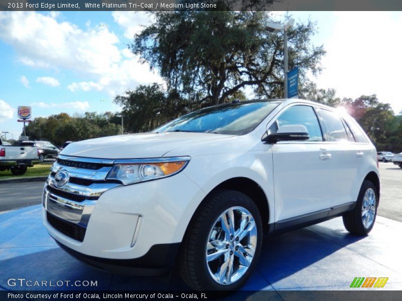 White Platinum Tri-Coat / Medium Light Stone 2013 Ford Edge Limited