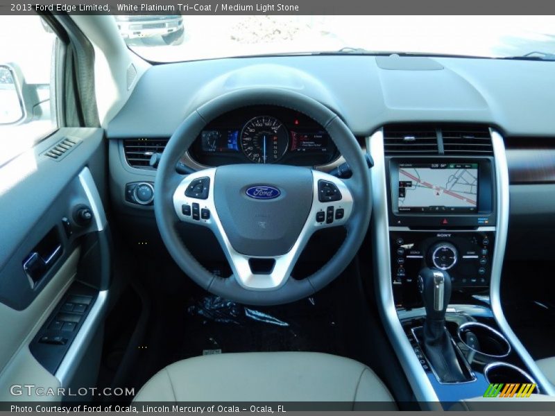 White Platinum Tri-Coat / Medium Light Stone 2013 Ford Edge Limited