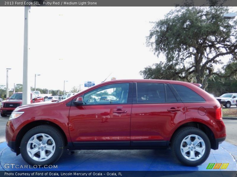 Ruby Red / Medium Light Stone 2013 Ford Edge SEL