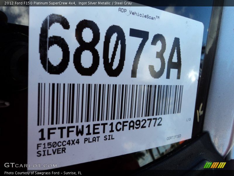 Ingot Silver Metallic / Steel Gray 2012 Ford F150 Platinum SuperCrew 4x4